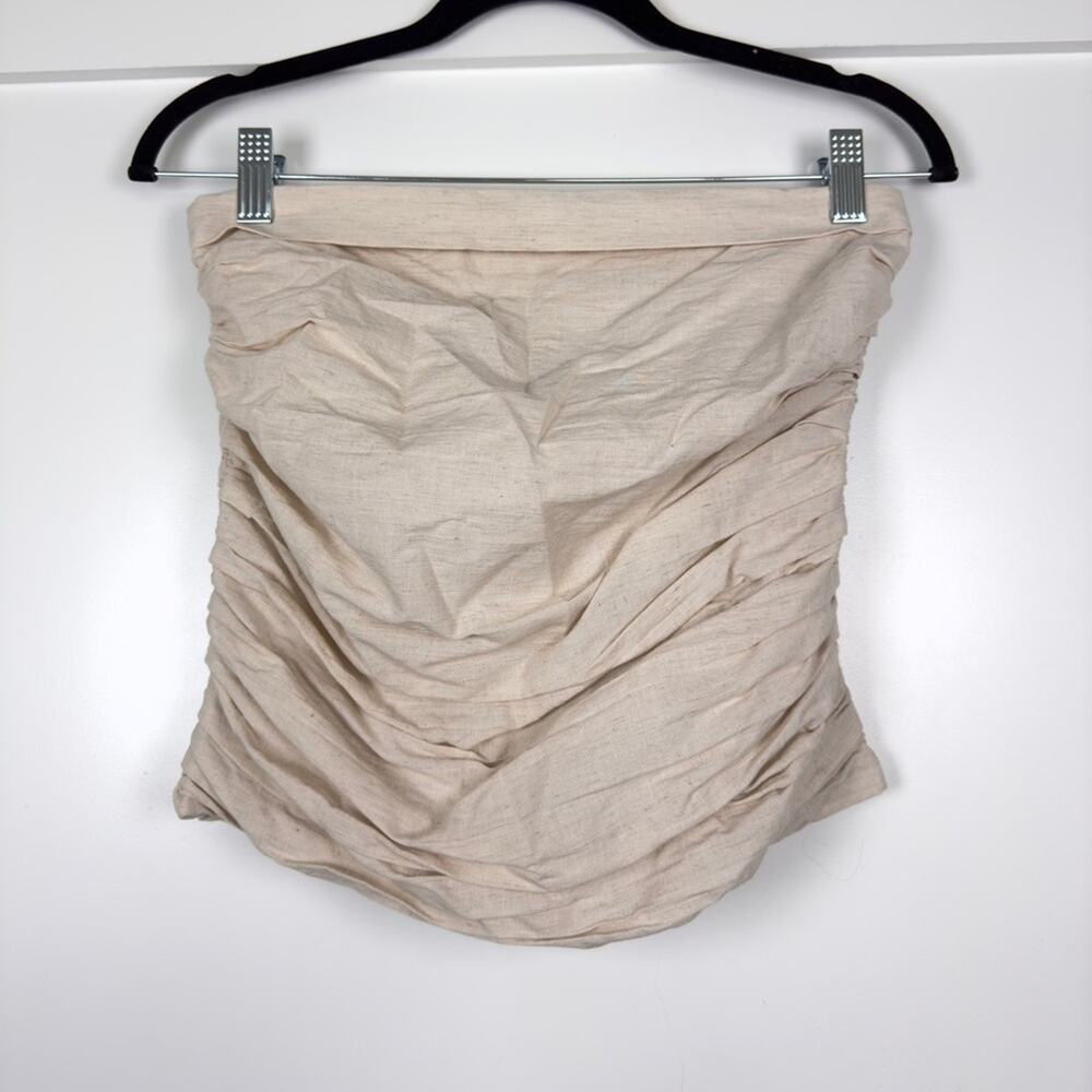 Crescent Tan Cotton Linen Blend Tube Top Size Small